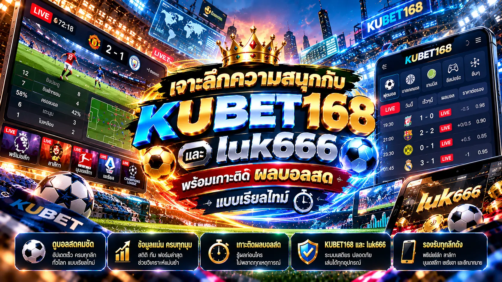 เจาะลึกความสนุกกับ KUBET168 และ luk666 พร้อมเกาะติด ผ ผล บอล สด แบบเรียลไทม์