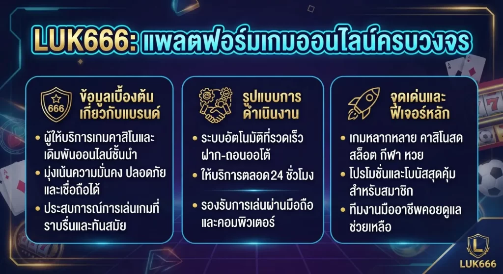 จุดเด่นและฟีเจอร์หลักของ luk666
